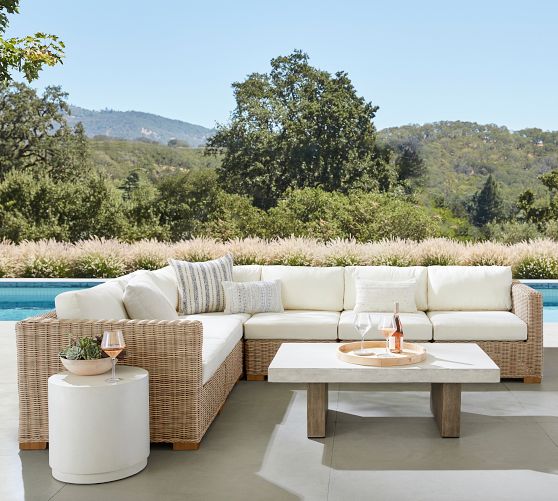 Huntington 6 Piece Square Arm Outdoor Sectional Pottery Barn