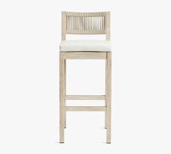 Indio Coastal Mahogany &amp; Rope Outdoor Barstool