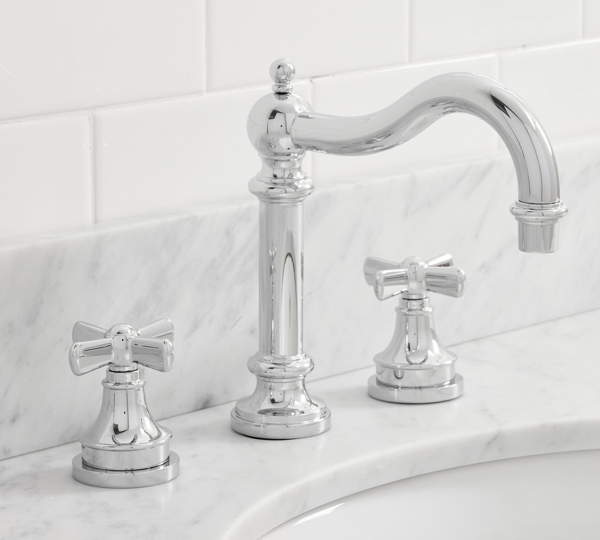 Mercer Cross Handle Widespread Bathroom Sink Faucet