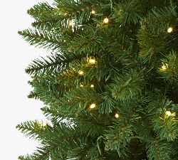 Lit Slim Green Mountain Pine Faux Christmas Tree