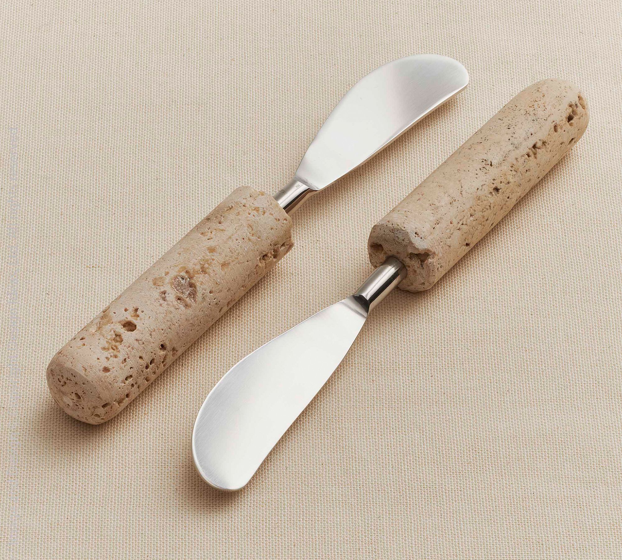 Margot Handcrafted Travertine Cheese Spreaders - Set of 2