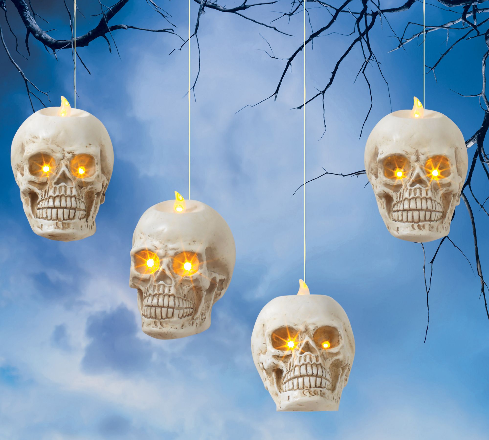 Hanging Skull LED String Lights - Set Of 4