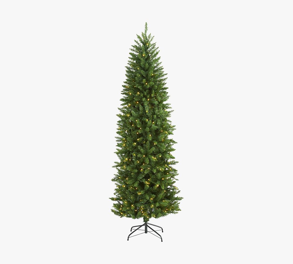 Lit Slim Green Mountain Pine Faux Christmas Tree