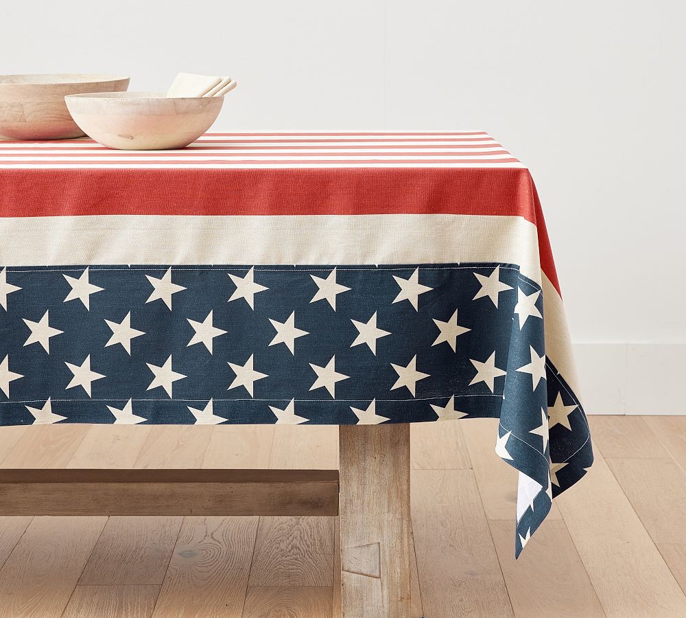 American Flag Cotton/Linen Tablecloth