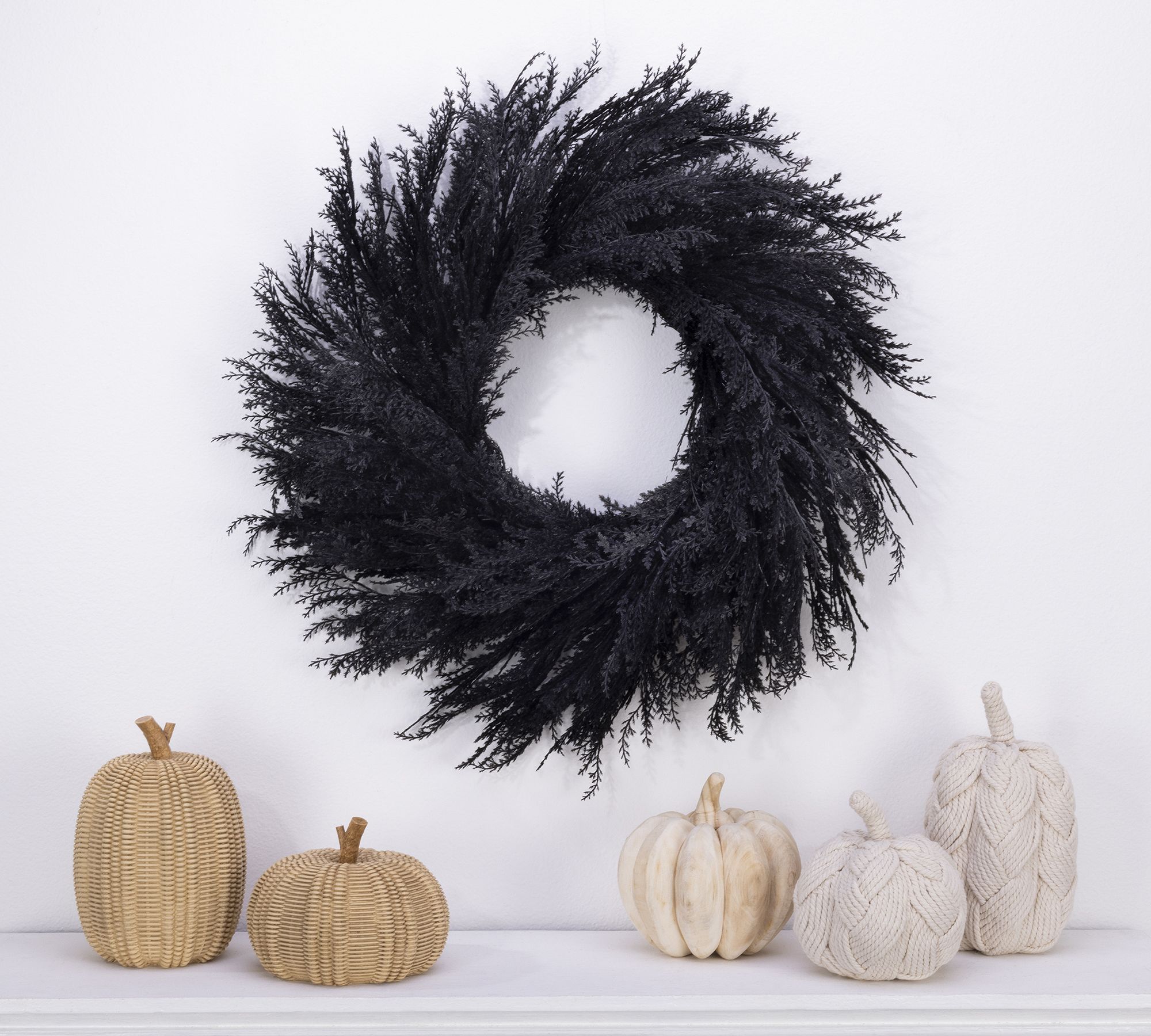 Faux Black Pampas Grass Wreath