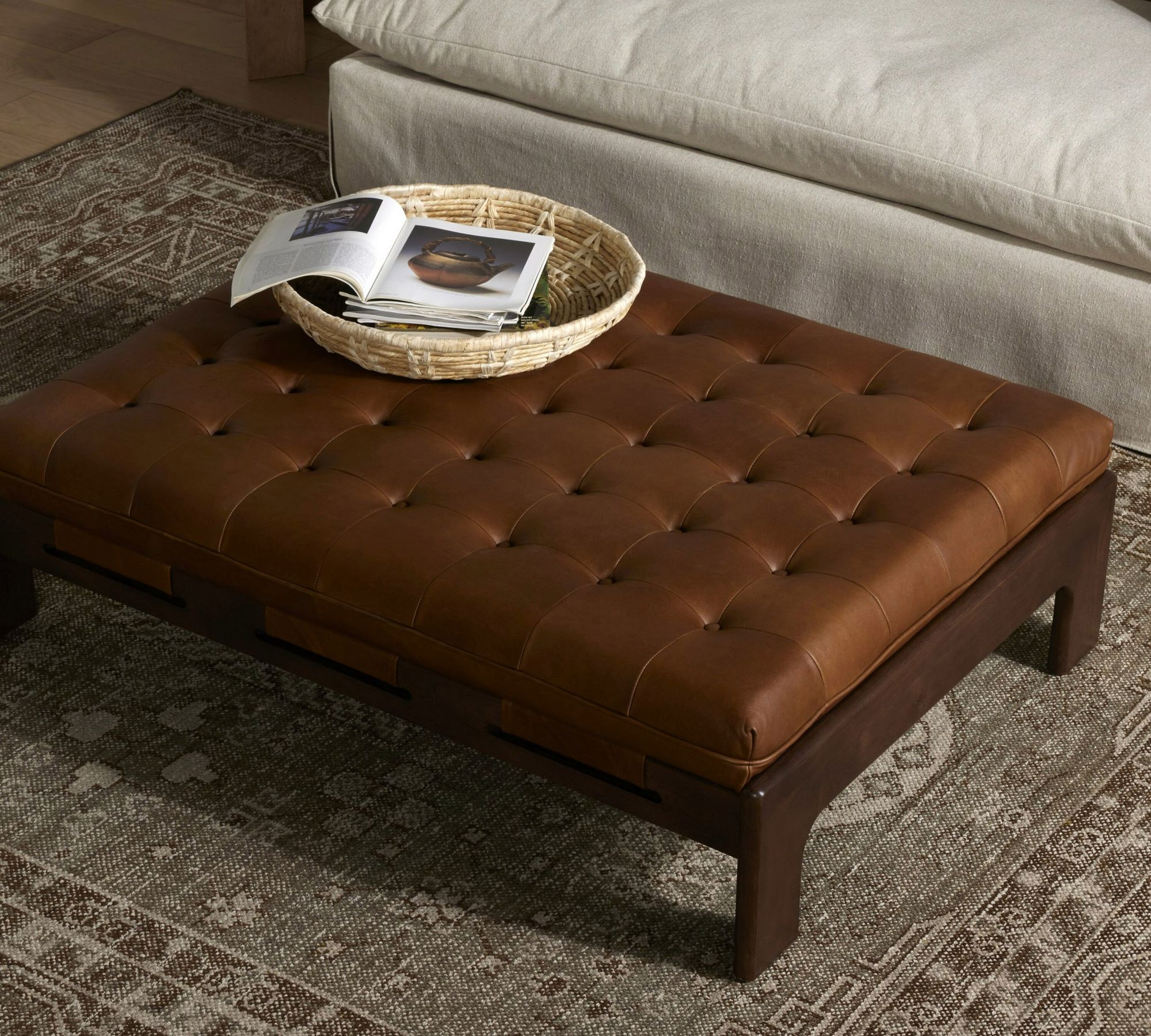 Callum Leather Ottoman