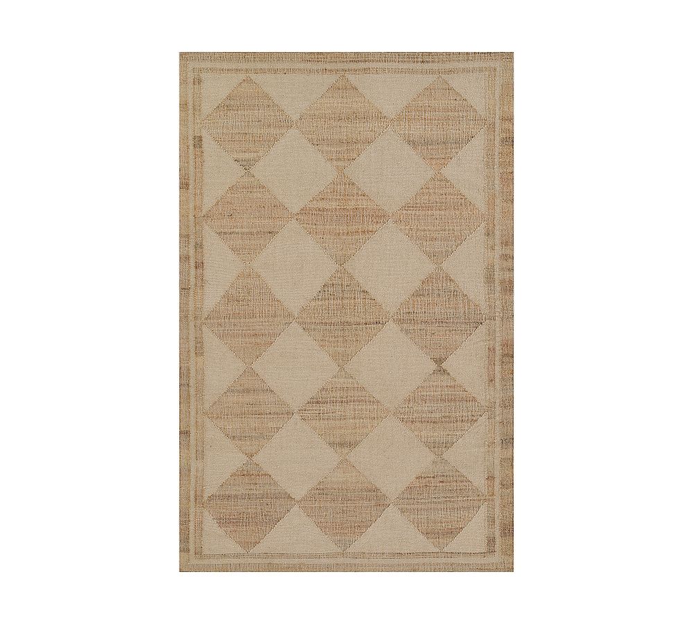 Ivory Diamond Handwoven Wool and Jute Rug, 2'3" x 8'
