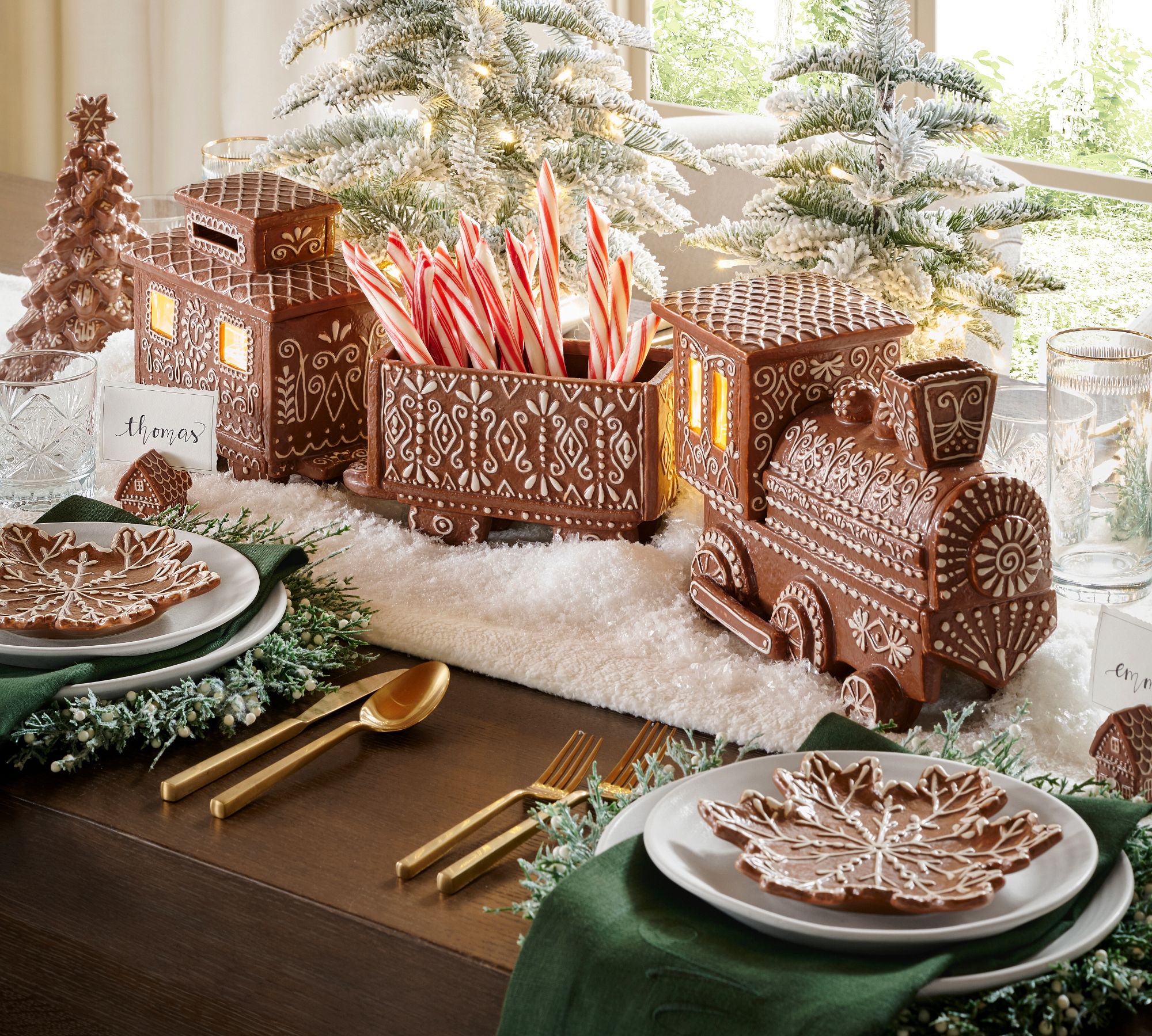 Alt image 1 for Handcrafted Ceramic Gingerbread Train