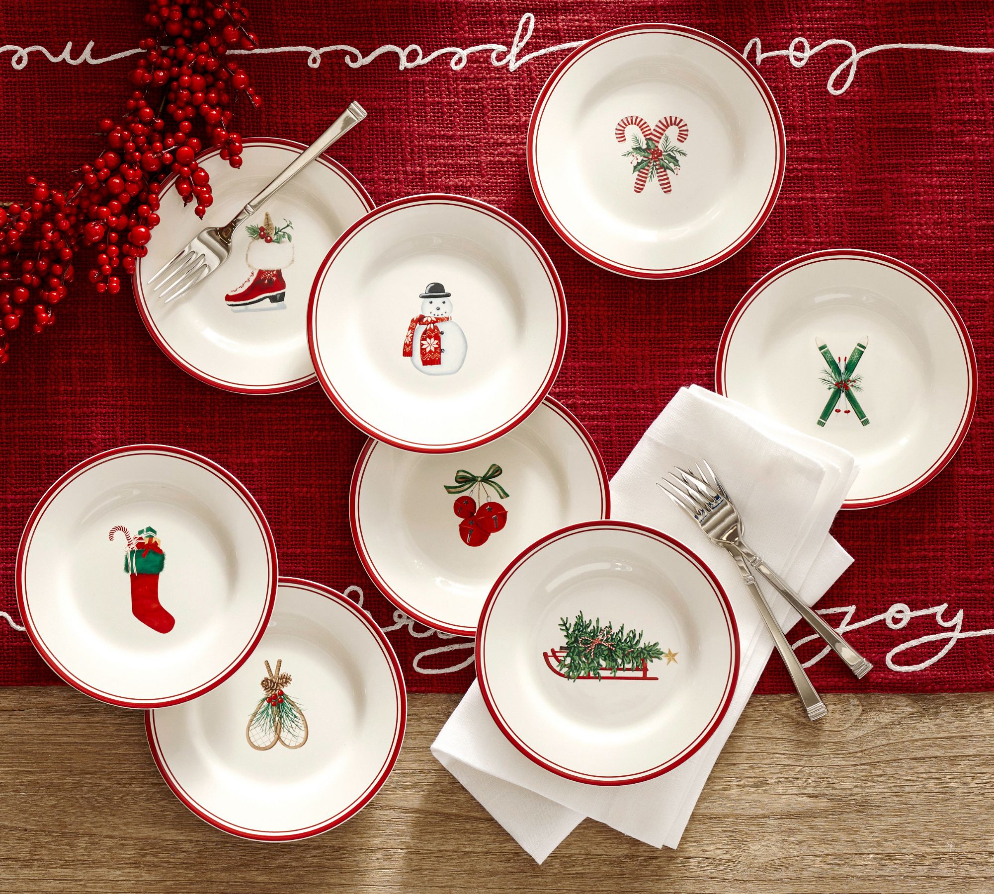 Holiday Classics Appetizer Plates - Mixed Set of 8