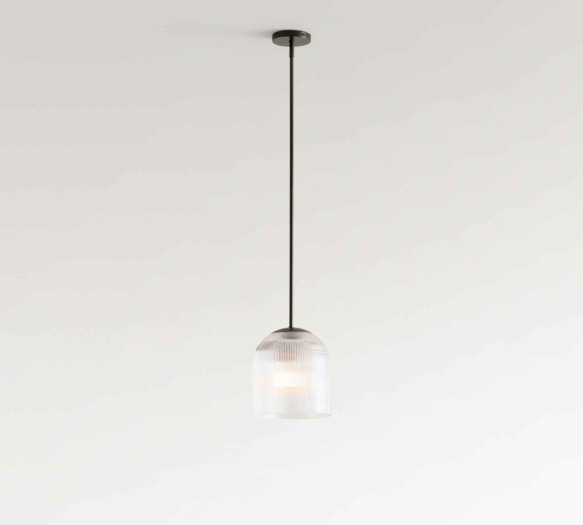 Cooper Ribbed Glass Pendant (5"-14")