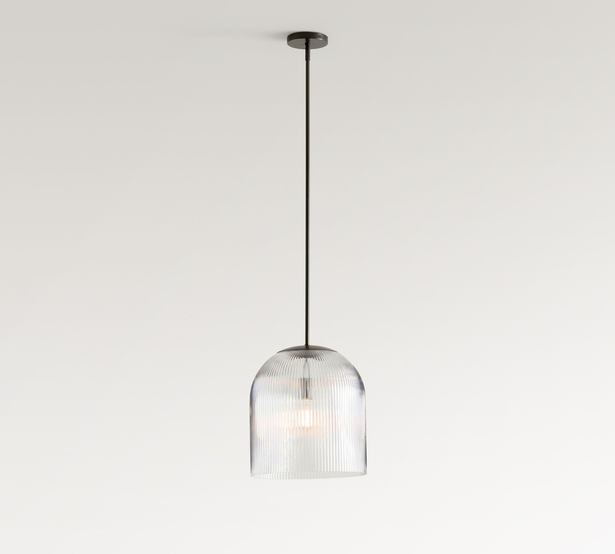 Cooper Ribbed Glass Pendant (5"-14")