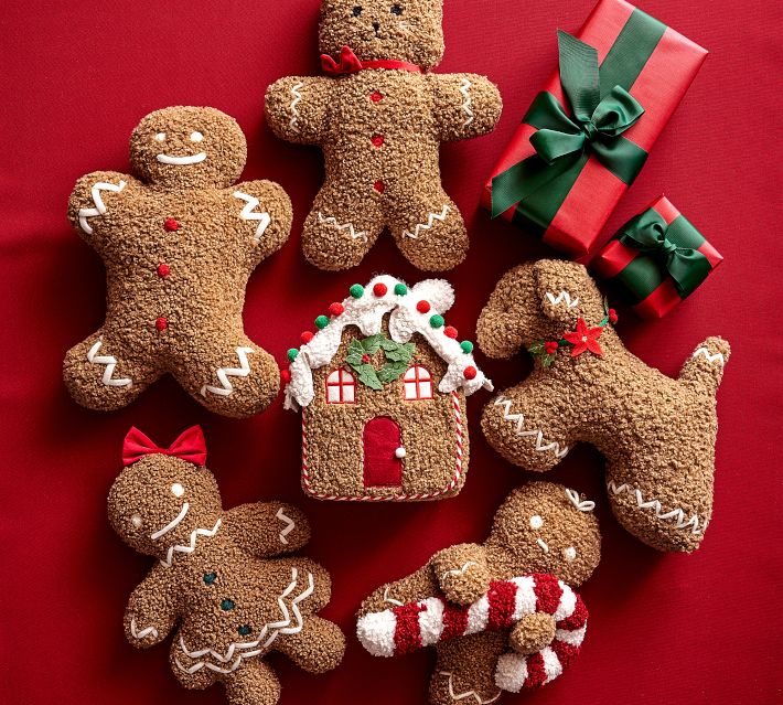 Pottery Barn Gingerbread offers Man Christmas Teddy Fur Pillow