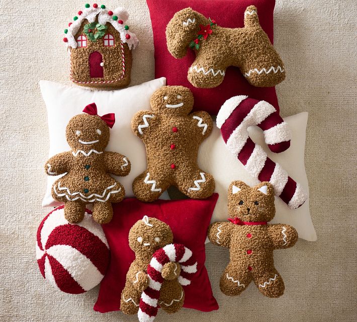 Pottery popular Barn Gingerbread Man Christmas Teddy Fur Pillow