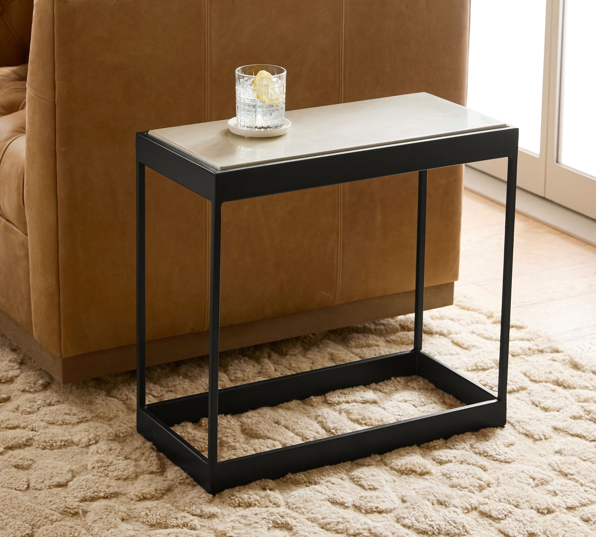 Presidio Rectangular Stone Side Table (22.5")