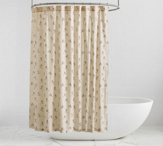 Pottery Barn pintuck tuxedo shower offers curtain