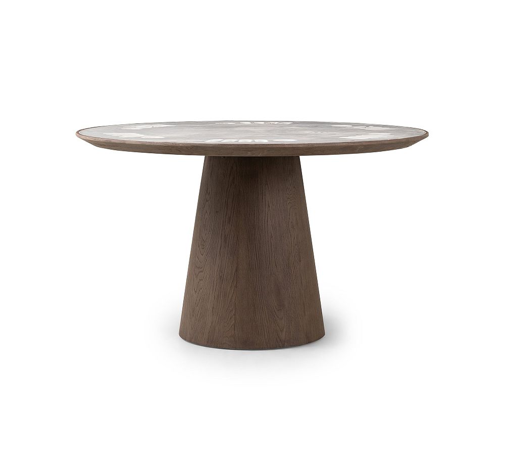 Barry Weathered Oak and Marble Poker Table