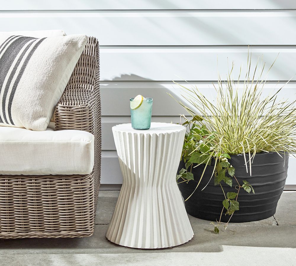 Fluted Outdoor Side Table Pottery Barn