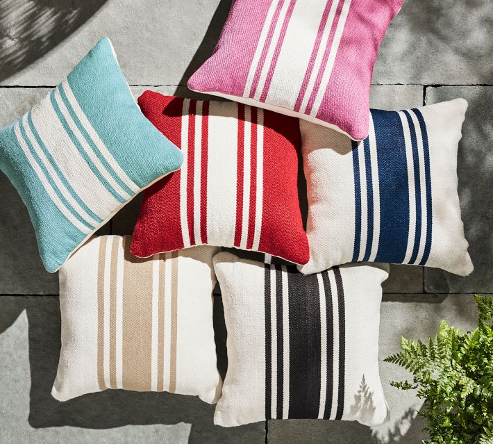 Red striped outdoor pillows sale