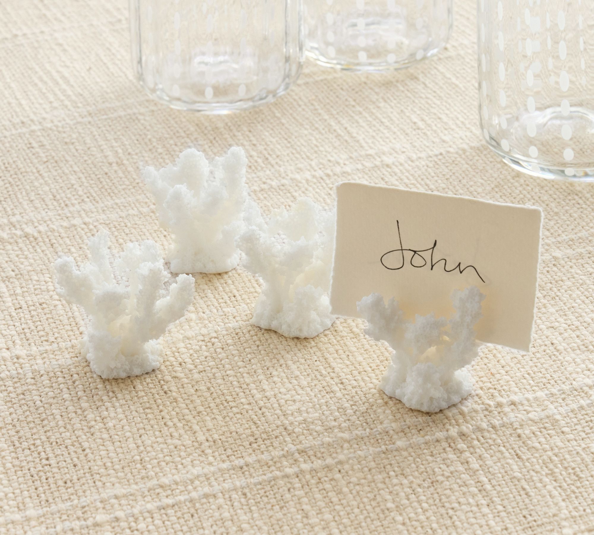 White Coral Place Card Holders - Set of 4