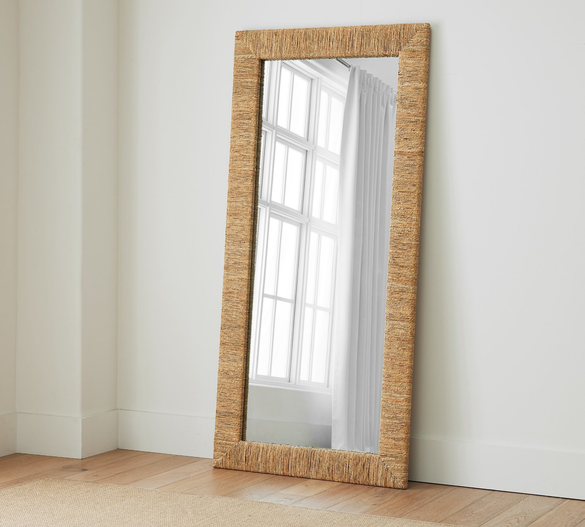 Malibu Handwoven Seagrass Floor Mirror