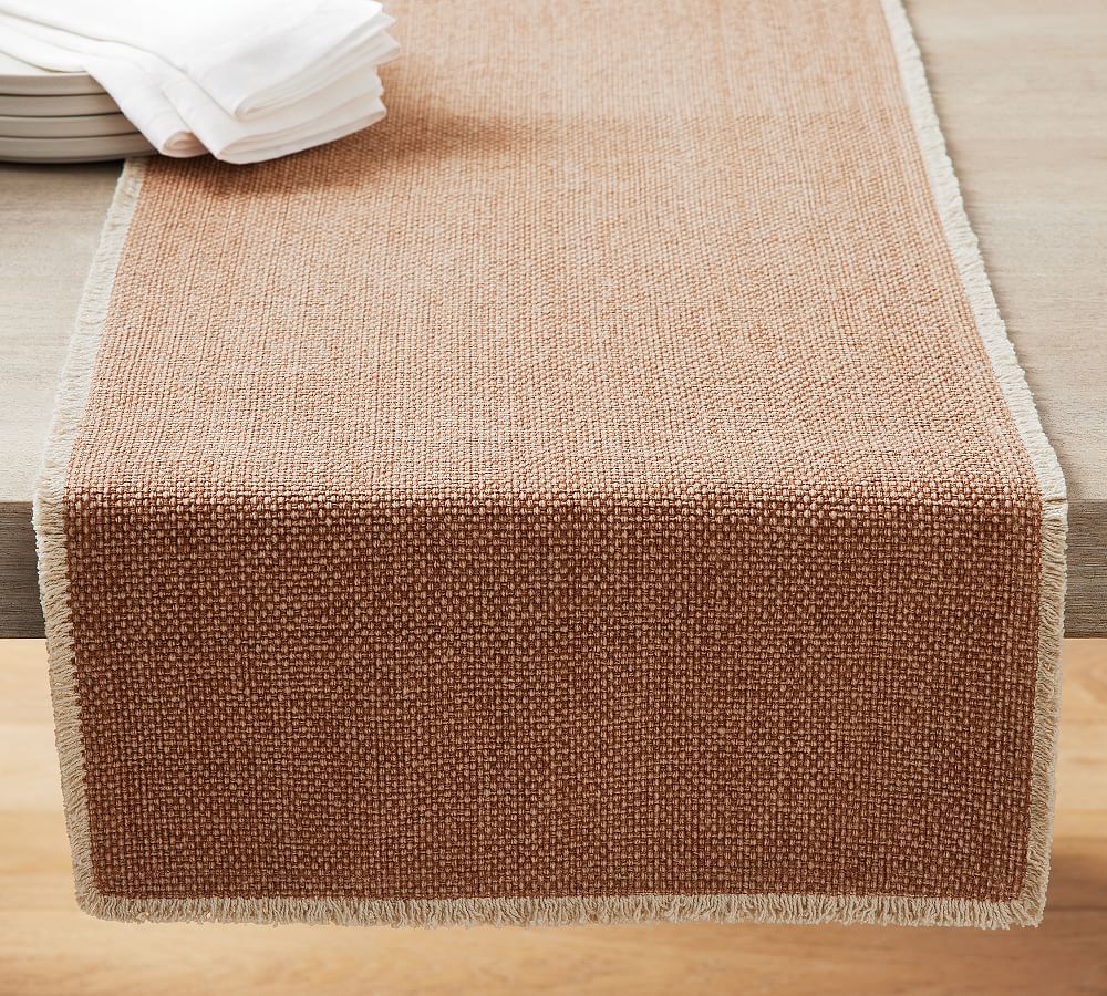 Mason Handwoven Cotton Fringe Table Runner (Clay)