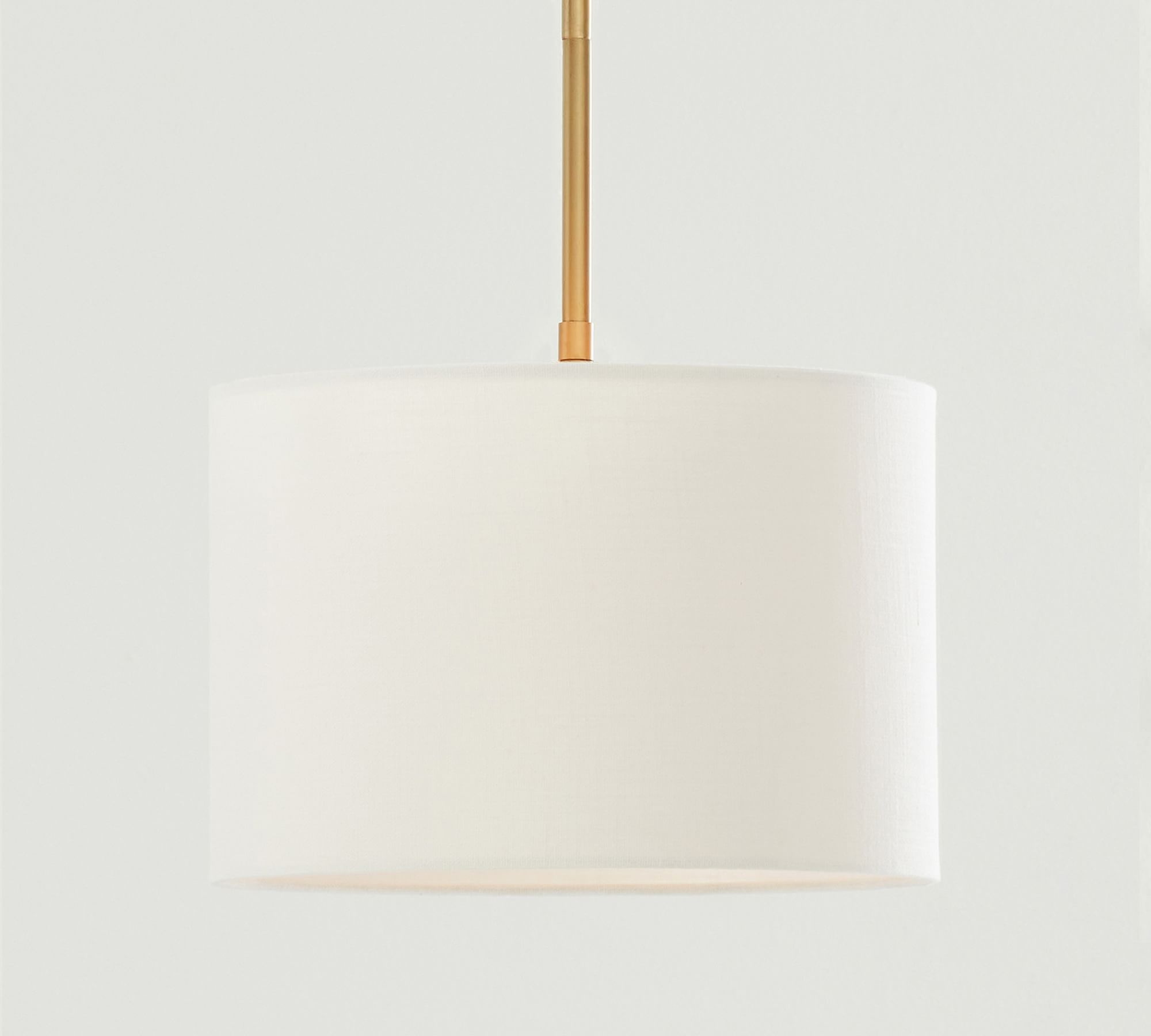 Linen Drum Shade Pole Pendant (10"-14")