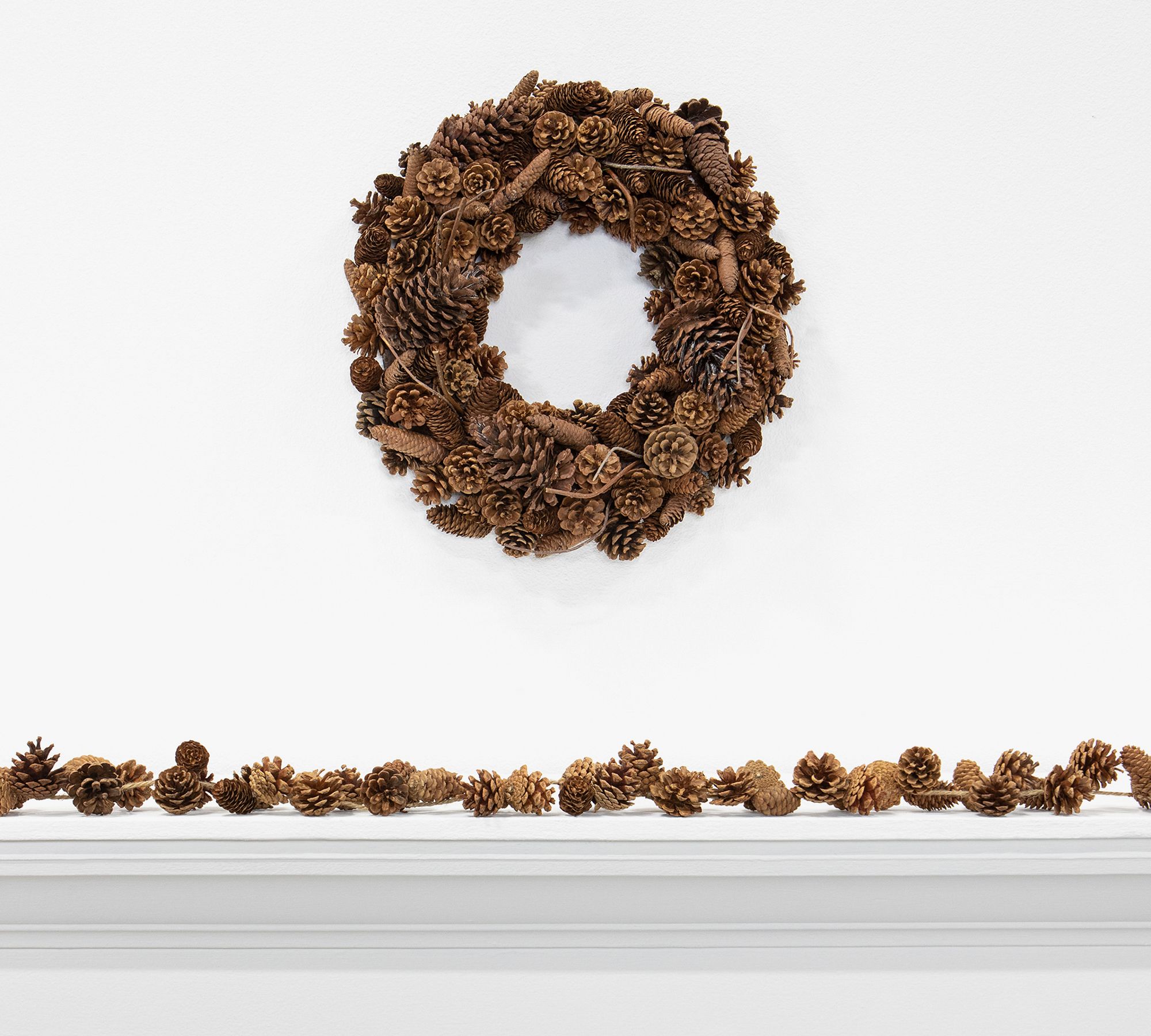 Faux Pinecone Wreath & Garland