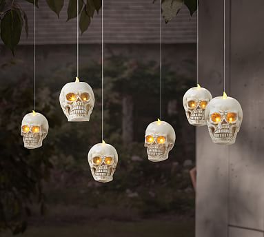 Hanging Skull LED String Lights Set of 6 Pottery Barn