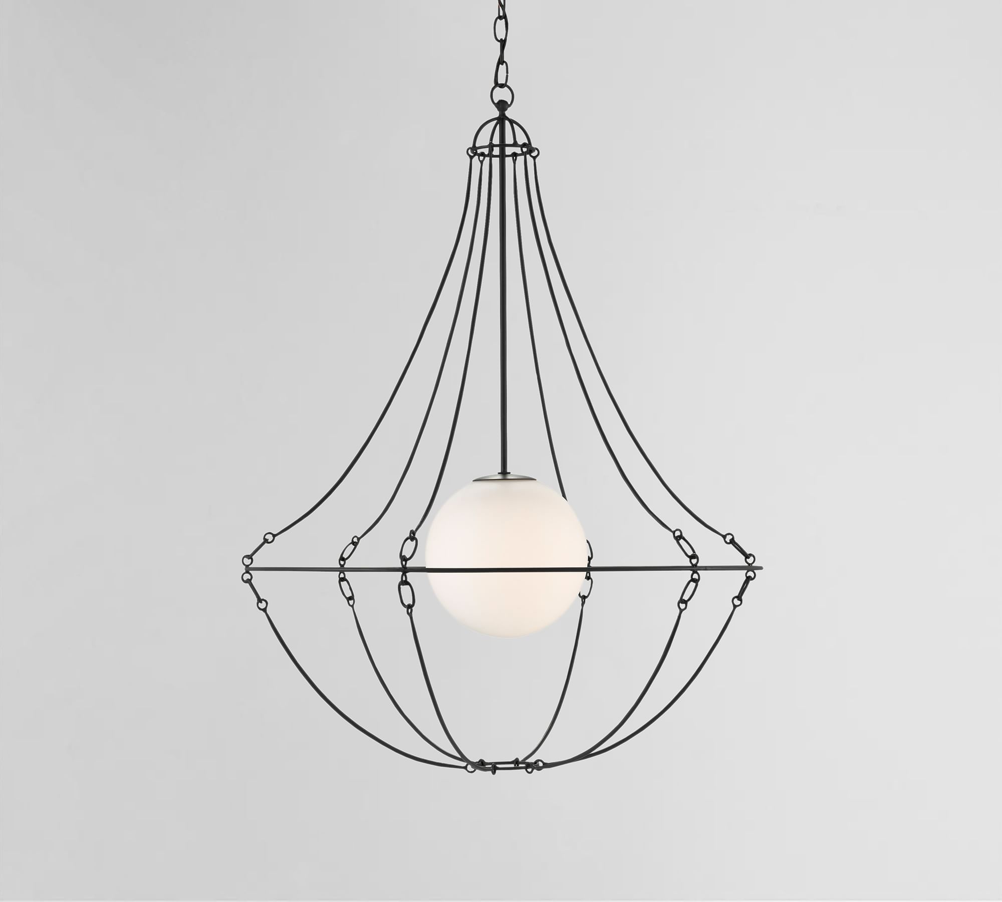 Shawn Iron & Frosted Glass Globe Pendant (29")