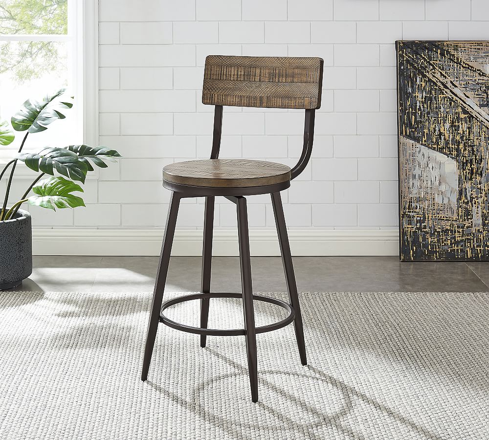 Arnold Reclaimed Wood Swivel Stool