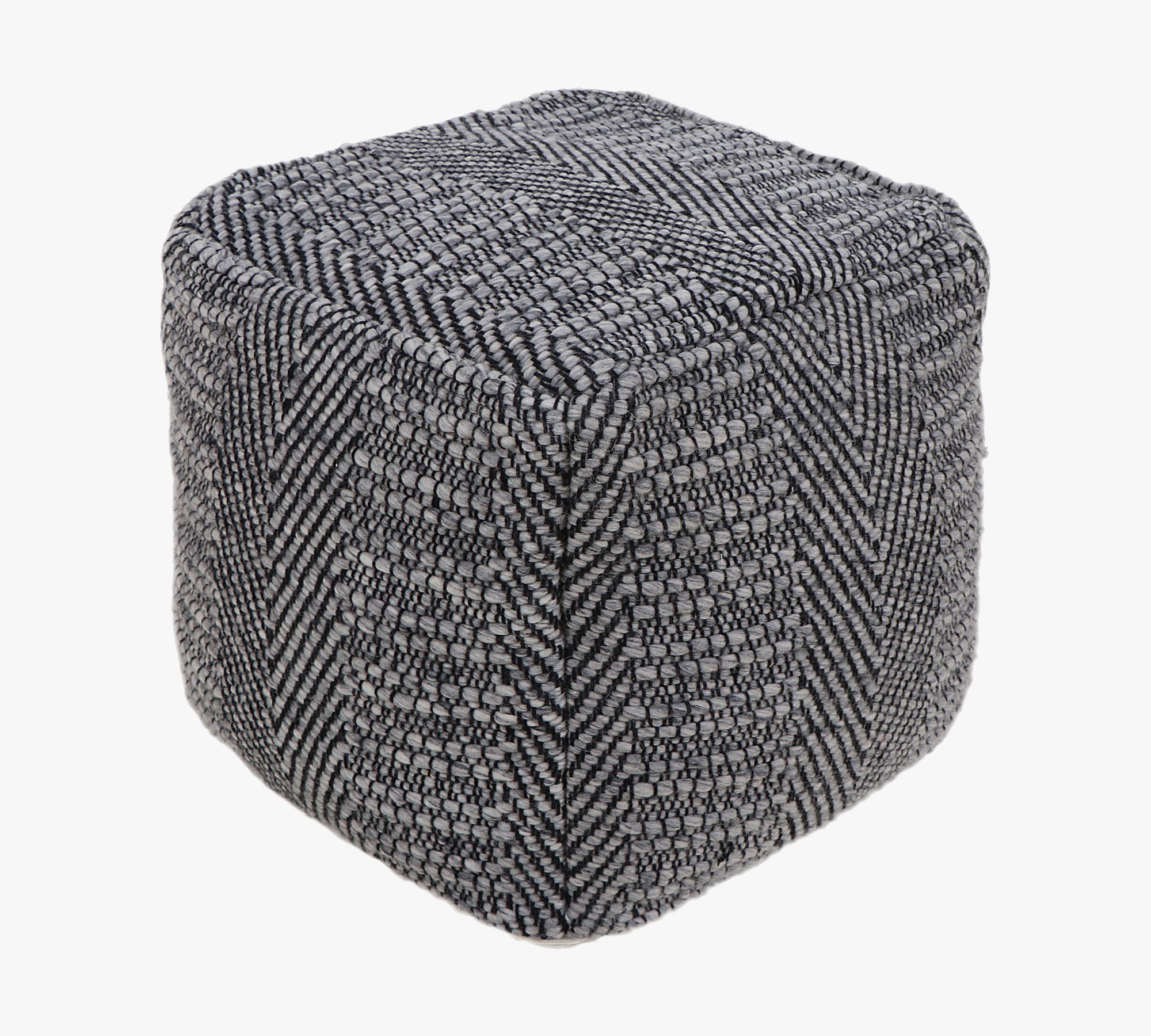 Bron Handwoven Wool Pouf