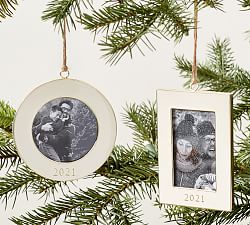 2021 Dated Enamel Frame Ornament Sets - White