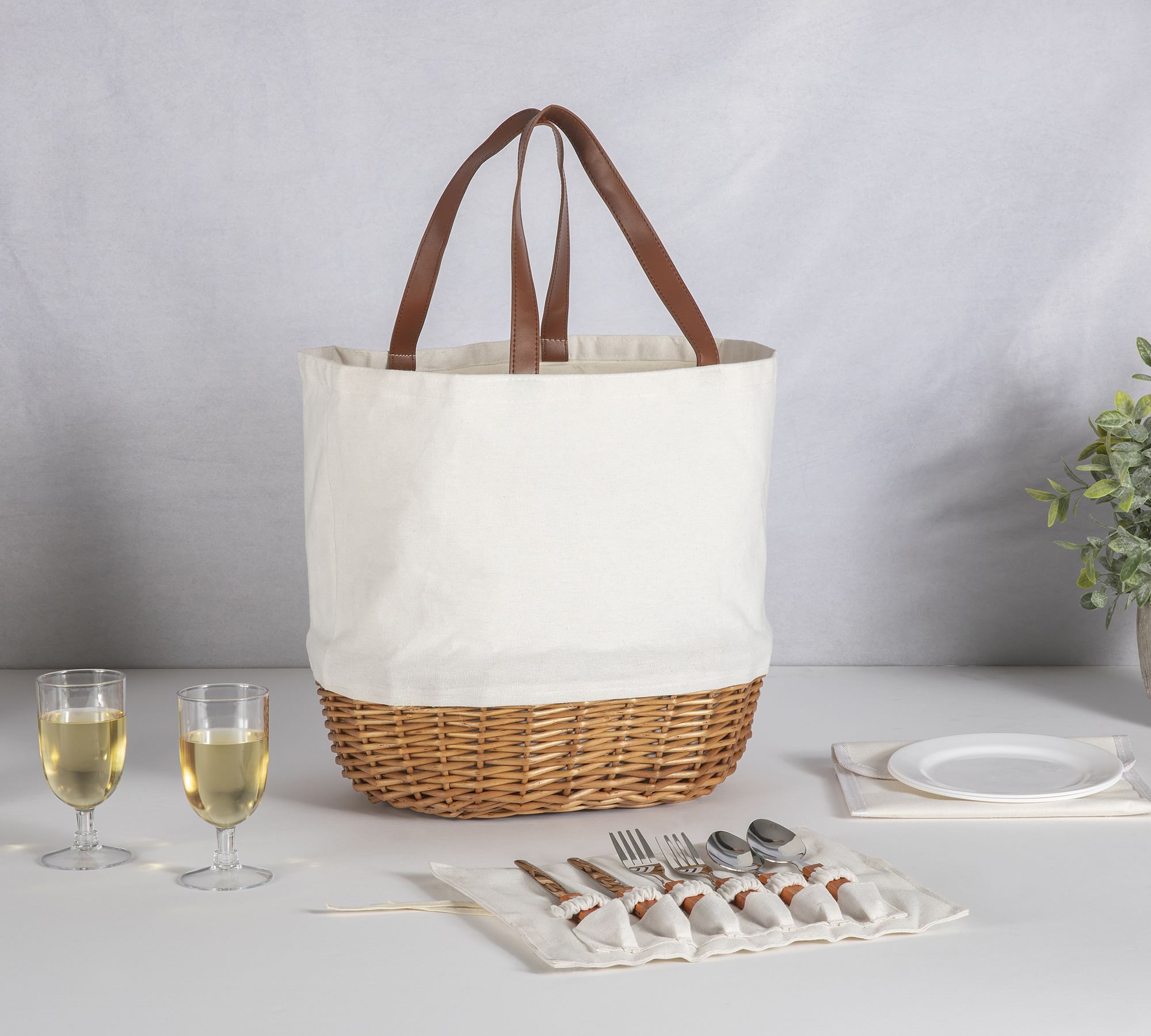 Canvas Picnic Tote - Set for 2