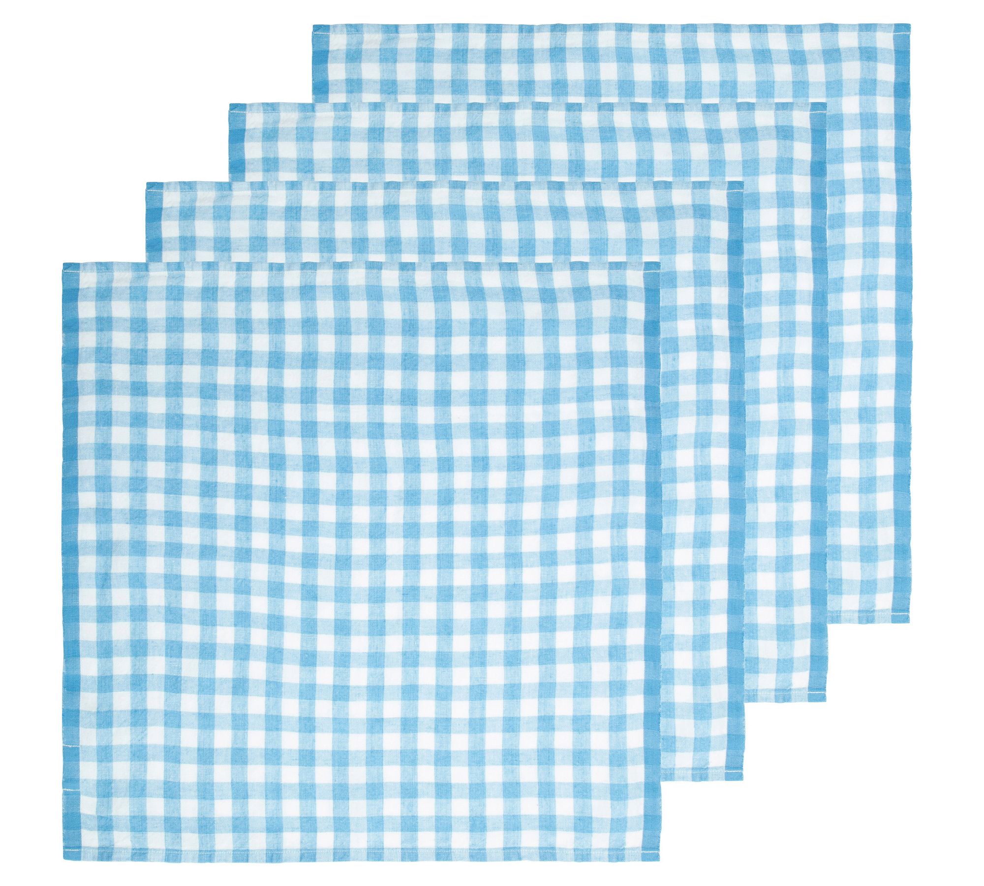 Gingham Block Print Cotton Picnic Napkin - Set of 4