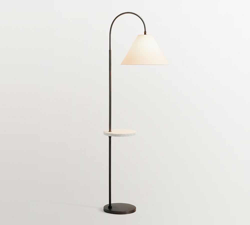 Sinclair Metal Arc Floor Lamp with Marble Tray (66") | Pottery Barn
