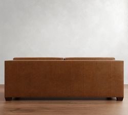 York Square Arm Leather Sofa (60&quot;&ndash;95&quot;)