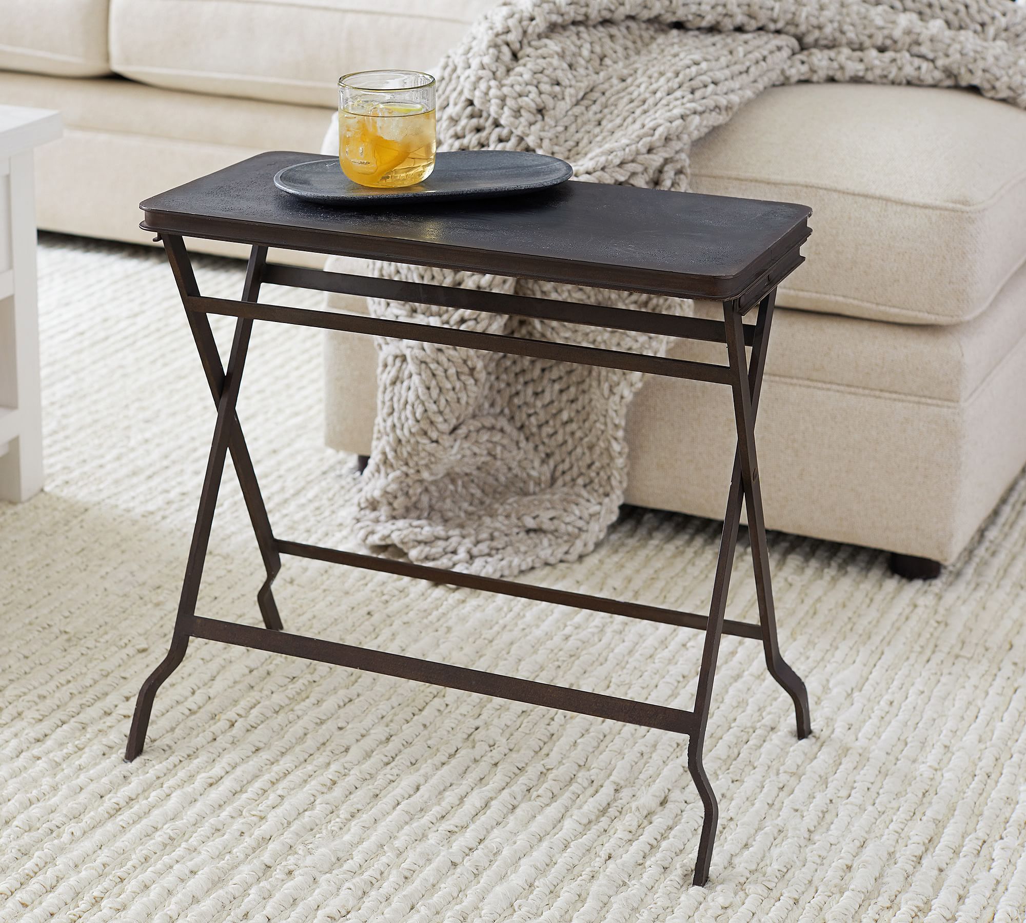 Carter Rectangular Metal Folding Tray Table (23")