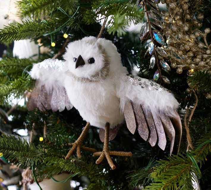 Pottery Barn White Fuzzy Ball Ornaments deals