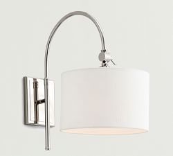 Linen Drum Shade Arc Sconce (18'')