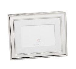 Personalized Silver-Plated Grosgrain Ribbon Mat Frame - White