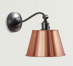 Tapered Metal Shade Curved Arm Sconce (10'')