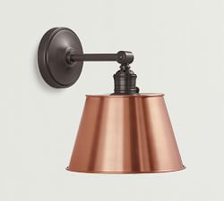 Tapered Metal Shade Straight Arm Sconce (9'')