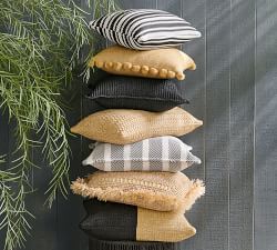 Faux Natural Fiber Pieced Outdoor Pillow