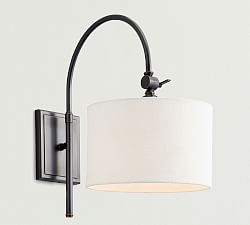 Linen Drum Shade Arc Sconce (18'')