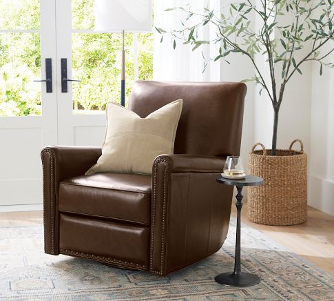 Pottery barn swivel leather chair discount