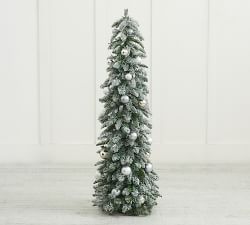 Lit Faux Frosted Pine Christmas Tree With Ornaments - 4 Ft.