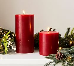 Unscented Wax Pillar Candle - Red