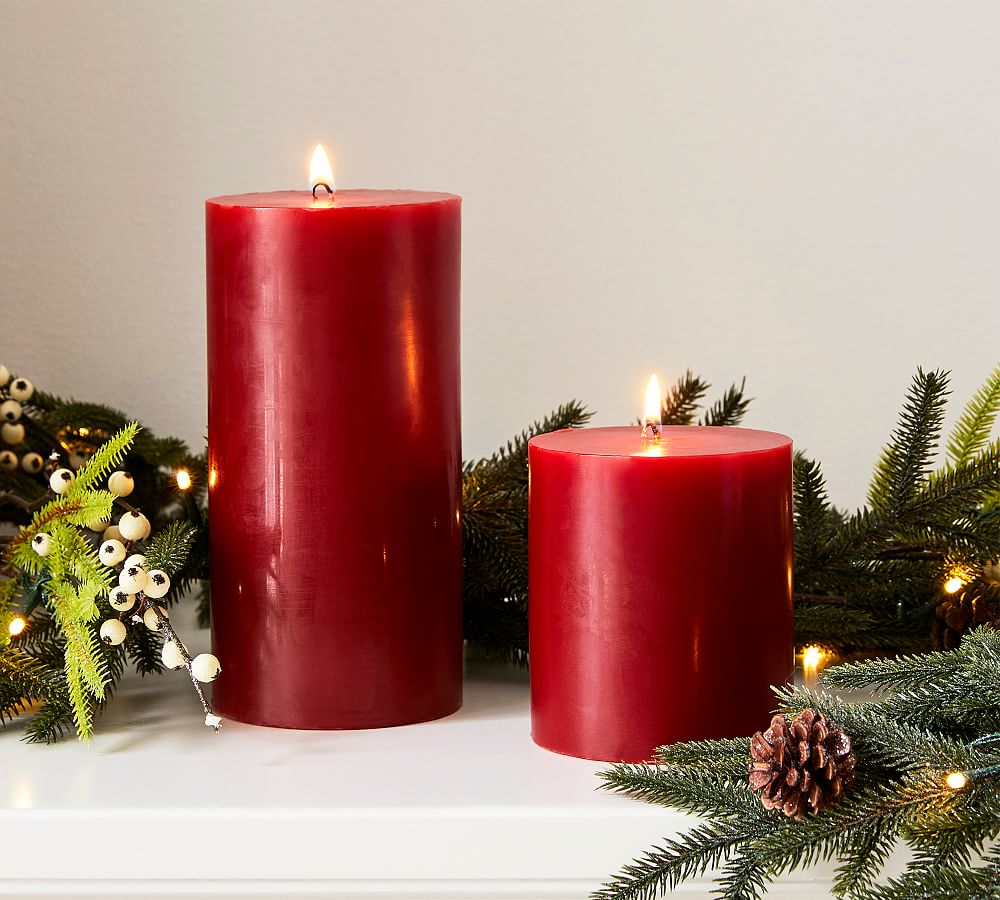 Unscented Wax Pillar Candle - Red