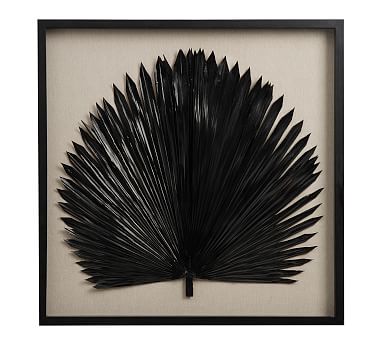 Palm Leaf 2024 Pictures Set with Black Wooden Frames 3 Panels