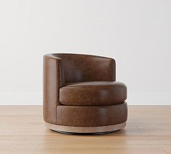 Balboa Leather Wood Base Swivel Chair